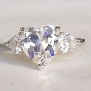 Sterling Silver Heart Engagement Ring Size 9 10